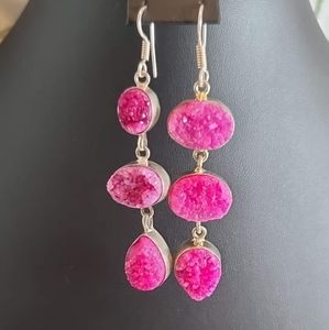 Pink Sterling Silver *Dried Solar Quartz* Ear rings
